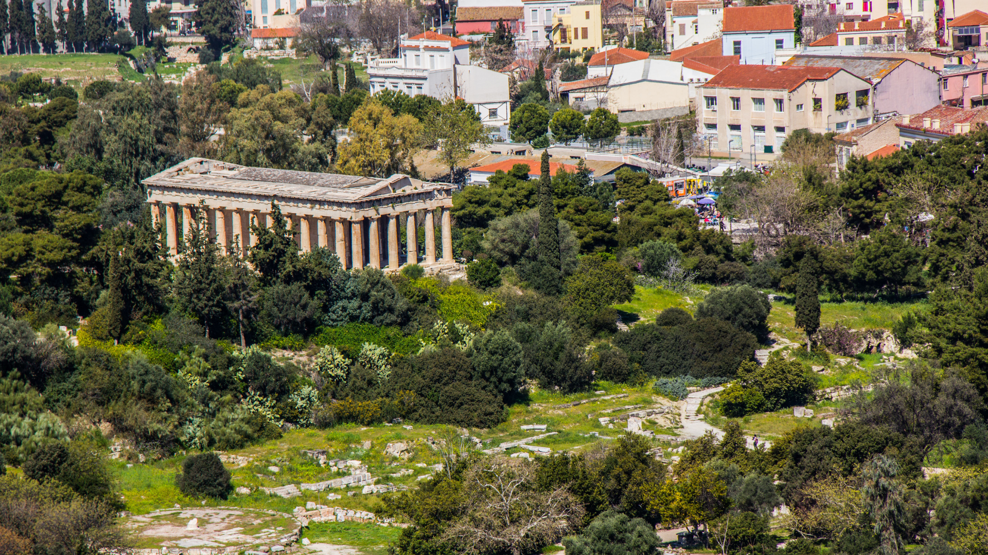 The iconic Temple of Hephaestus-travel bus rental in Athens
