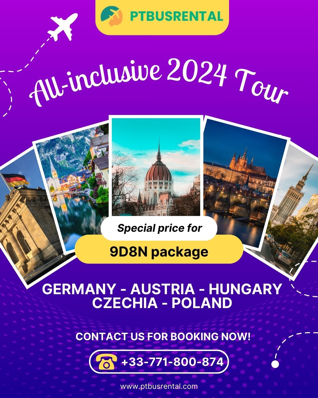 All-inclusive 2024 Tour Germany - Austria - Hungary - Czechia - Poland