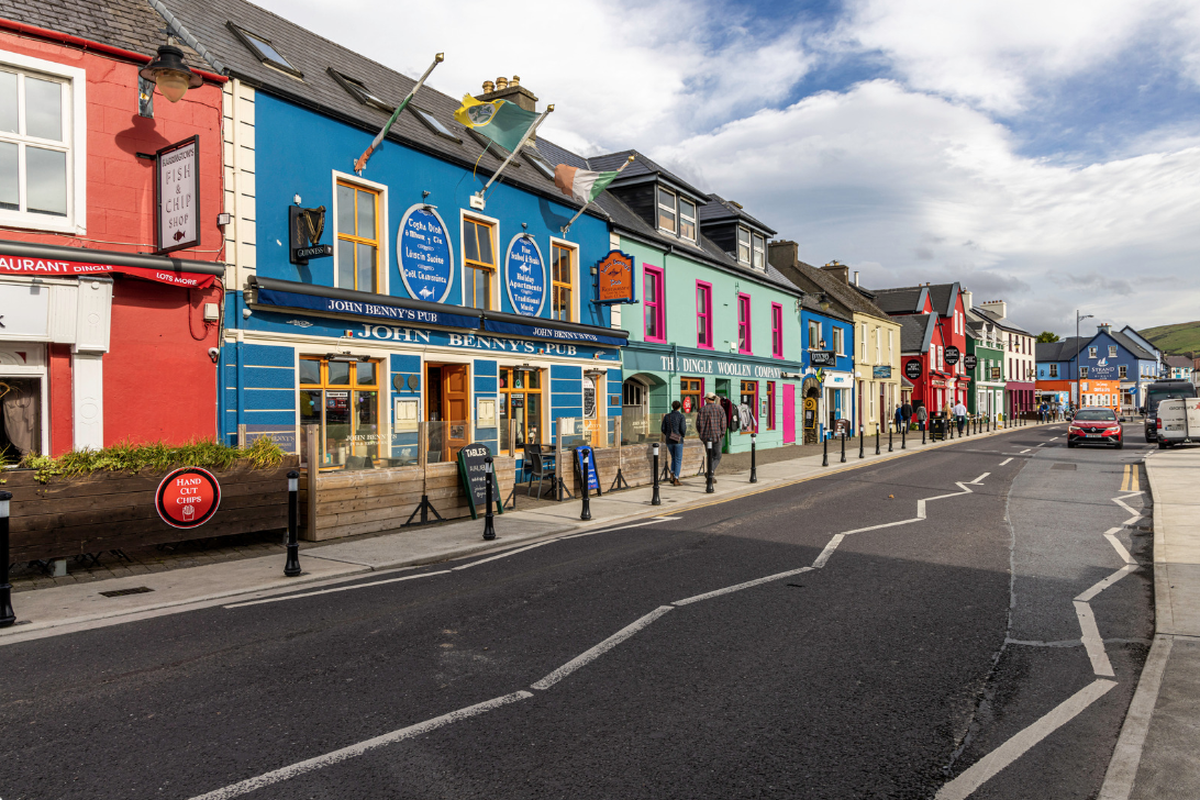 A colorful street in town of Dingle