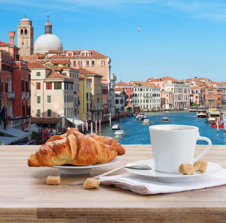 Enjoying breakfast together in Venice