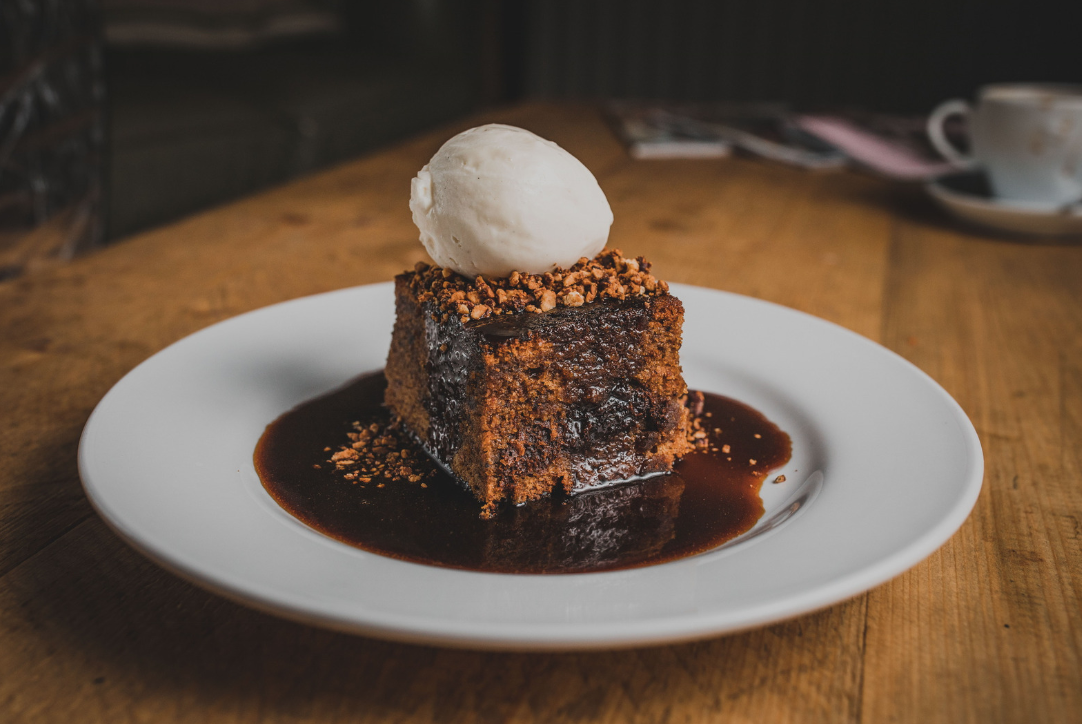Delicious sticky toffee pudding