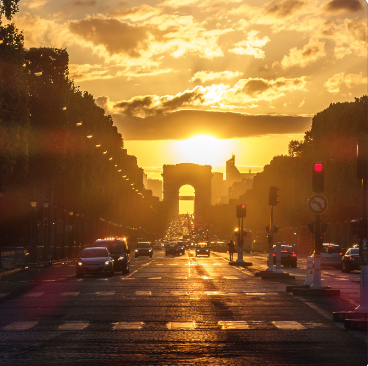 Sunset of Avenue des Champs-Elysee